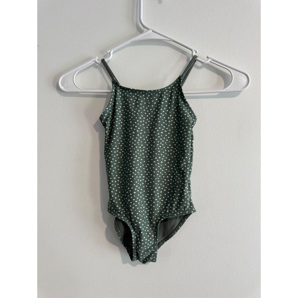 H&M Polka Dot One Piece Swimsuit Girls 3T-4T Green Spaghetti Strap